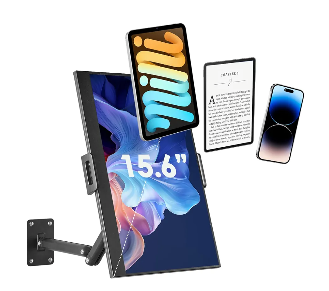 Tablet Wall Mount Holder for ipad,Portable Monitor Stand Mount for 15.6''Max,Aluminum Alloy 360°Adjustable Foldable Tablet Holder for Kindle,Work for 4.7''-12.9" iPad Pro Air Mini,Galaxy Tab,Tablets