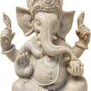 Indian God Lord Ganesha Statue,Hindu Elephant Statue Ganpati Idol Buddha Sculptures,Hindu Gift,Home Temple Mandir Meditation Yoga Room Decor 7.87"(Sandstone)