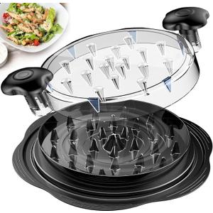 Chicken Shredder Large Chicken Breast Shredder Tool Twist with Brush&Fork, Visible Meat Shredder Machine, Strong Anti-Slip Strip, Ergonomic Handle, BPA Free, Suitable for Pork Beef Chicken (Black)