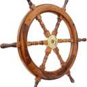 Brainmart Wooden Ship Steering Wheel 18'' Pirate Nautical Wall Art Boat Wheel Handcrafted, Premium Hardwood Captains Ships Wheel for Wall Decor Hangings