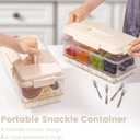 Snackle Box Container with Ice Pack-Chilled Divided Serving Tray with Lid and Handle 4 Compartments Cooling Travel Charcuterie Box with fork for Outdoor Parties, Picinics