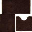Bathroom Rugs Chenille Bath mat 3 Piece Set, Super Absorbent, Strong PVC Non Slip Backing, Bath mats for Bathroom, Plush Shaggy, Thick, Machine Washable, Bathtub, Shower, Toilet, Brown, 20''32''+16''24''+2020'' U Shape