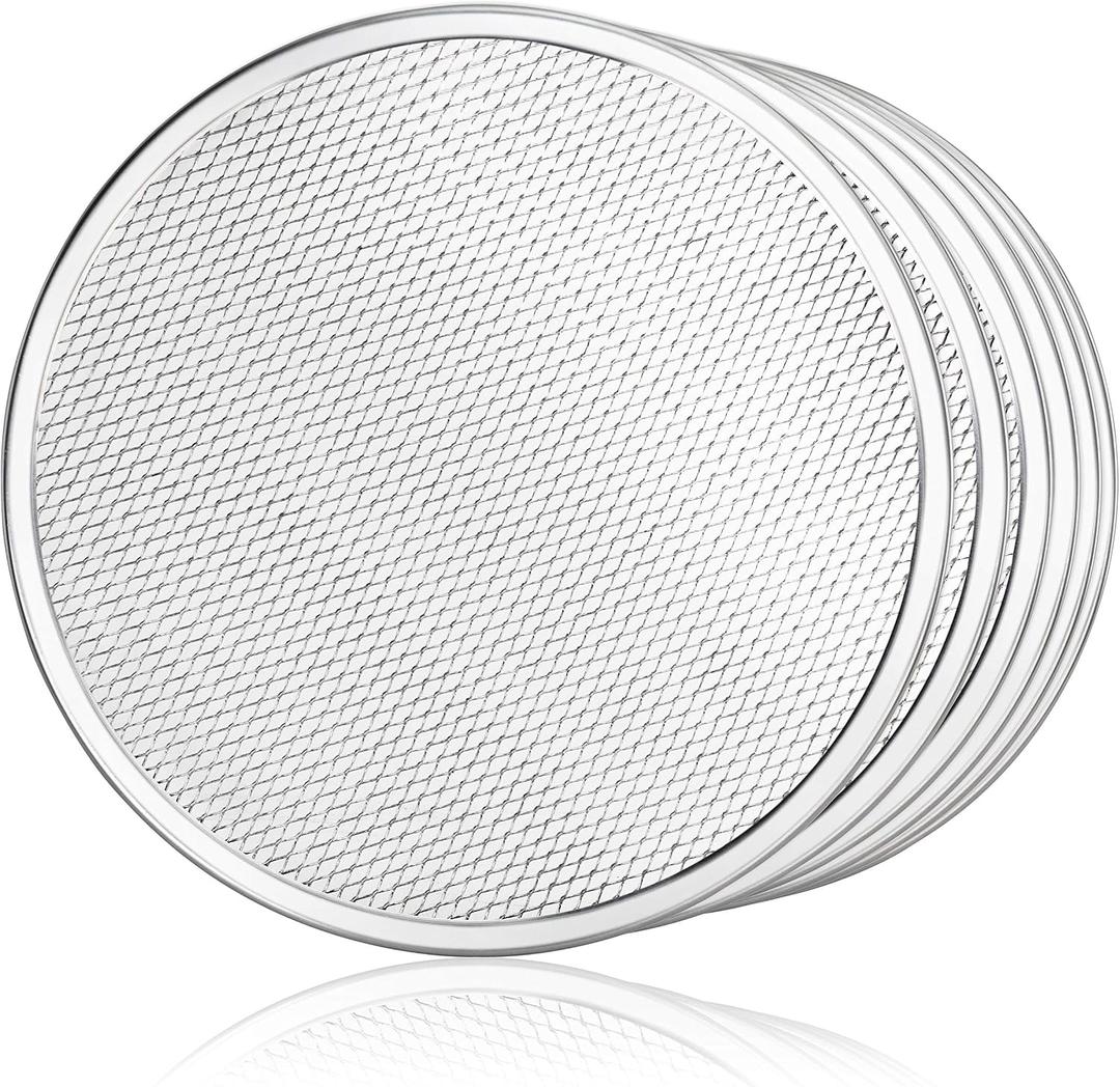 New Star Foodservice Restaurant-Grade Seamless Aluminum Pizza Baking Screen, 14 Inch, Pack of 6