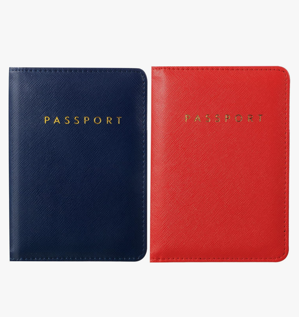 2 Pcs Passport Cover Holder for Travel Waterproof Leather Passport Wallet Case Book Travel Cruise Essentials for Women Men