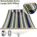 SUNCREAT Double Hammocks 2 Person with Extra Large Pillow, Non Fading Tree Hammocks for Outside, Blue&Aqua