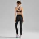 EFOGEP Womens 2 Piece Workout Set Cross Back Sports Bra High Waisted Yoga Pants Stretchy Athletic Outfit for Yoga Gym Pilates (Black, XL)