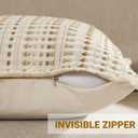 2 x Embroidered Throw Pillow Cover Set of 2, Spring Summer Boho Farmhouse Decorative Pillow Case with Tassels, Textured Cushion Cases for Sofa Living Room Home Decor (Beige, 18" x 18")