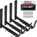 Adjustable Window Box Bracket 4 Pack, Heavy Duty Planter Box Bracket Flower Box Holder Wall Mount Suitable for Planter Boxes 6 inches to 12 inches Deep (Set of 4)