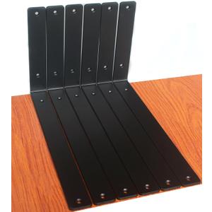 6 Pack - L 14" x H 8" x W1.5, 5mm Thick Black L Shelf Bracket, Iron Shelf Brackets, Metal Shelf Brackets, Floating Shelf, Shelf Supports with Screws