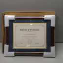 GraduationMall 8.5x11 Diploma Frame with Navy over Gold Mat or Display 11x14 Certificate without Mat,Solid Wood & UV Protection Acrylic,Cherry Finish with Gold Trim