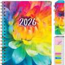 HARDCOVER 2026 Planner, 8.5"x11": 14 Months (November 2025 - December 2026), Daily Weekly Monthly Planner, Yearly Agenda, Bookmark, Pocket Folder and Sticky Note Set (Rainbow Petals)