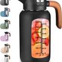 84 oz/2.5 Liter Glass Pitcher with Lid and Handle, Glass Carafe/Jug for Hot/Cold Water, Large Iced Tea Pitcher for Coffee, Juice and Homemade Beverage, Black