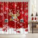 OTOSTAR Christmas Shower Curtain 72" W x 72" L Christmas Tree Winter Snow Snowflake Xmas Bathroom Curtain Set with Hooks for Bathroom Bath Curtain Happy New Year Decoration (Xmas Tree)