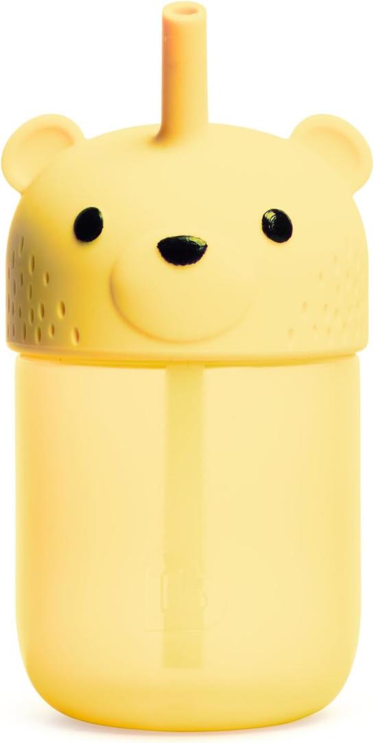 Munchkin Gentle Transition Honey Bear Straw Cup for Babies and Toddlers 6 Months and Up, Squeezable Sippy Bottle for Easy Drinking, 9 Ounce, Yellow