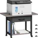 YAOHUOO 22"x15" Large Printer Stand with Storage Drawer, 2-Tier Under Desk Printer Table for Home Office, Printer Cart fit Fax Machine/3D Printer/Scanner(Gray)