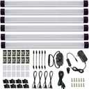 AIBOO LED Under Counter Light Rigid Bar Kit, Plug in Corded 12V LED Under Cabinet Lighting Dimmable with Switch for Counter Shelf Showcase Display Lighting (6 Panels,Daylight White)