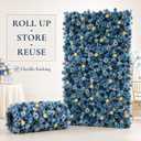 4x8 FT Blue Hydrangea Rose Artificial Flower Wall Backdrop for Events, Normal