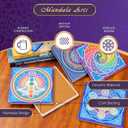 2 x Ceramic Coasters with Mandala Designs with Cork Backing for Hot & Cold Beverages Protects Surfaces from Water Rings & Heat Marks Mind Body & Soul by Mandala Arts Sri Yantra