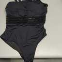 Aqua Eve Plus Size One Piece Swimsuit One Shoulder Bathing Suit Tummy Control Keyhole Swimwear (Solid Black)