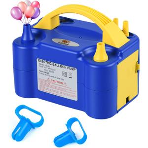 Balloon Pump Electric Portable Dual Nozzle Air Pump for Balloons Blower Pump Inflator for Decoration, Birthday Party [110V~120V, 600W, Blue Yellow]