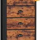 Furnulem Tall Dresser with 6 Drawers,Vertical End Table and Nightstand for Bedroom,Industrial Dorm Bedside Furniture with Fabric Storage Drawer Organizer in Living Room,Closet,Entryway(Rustic Brown)