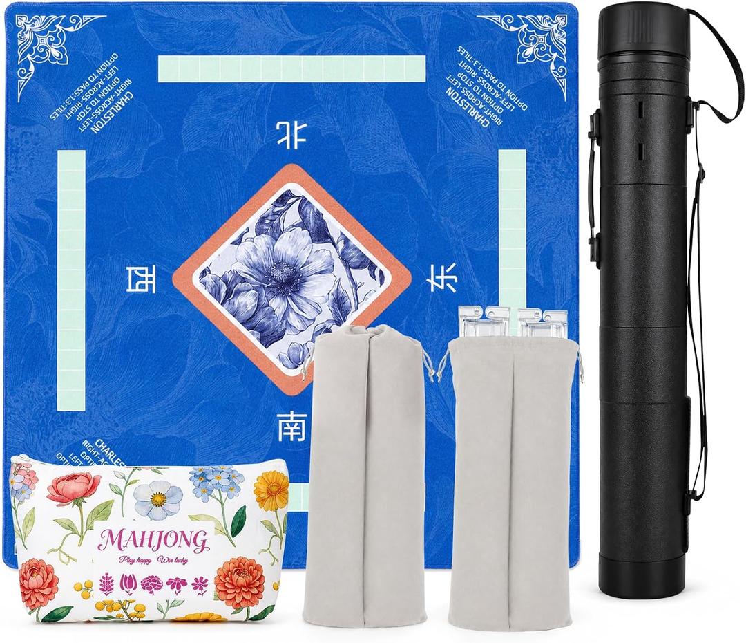 Travel Mahjong Set with Mat and Racks, 30" to 51"