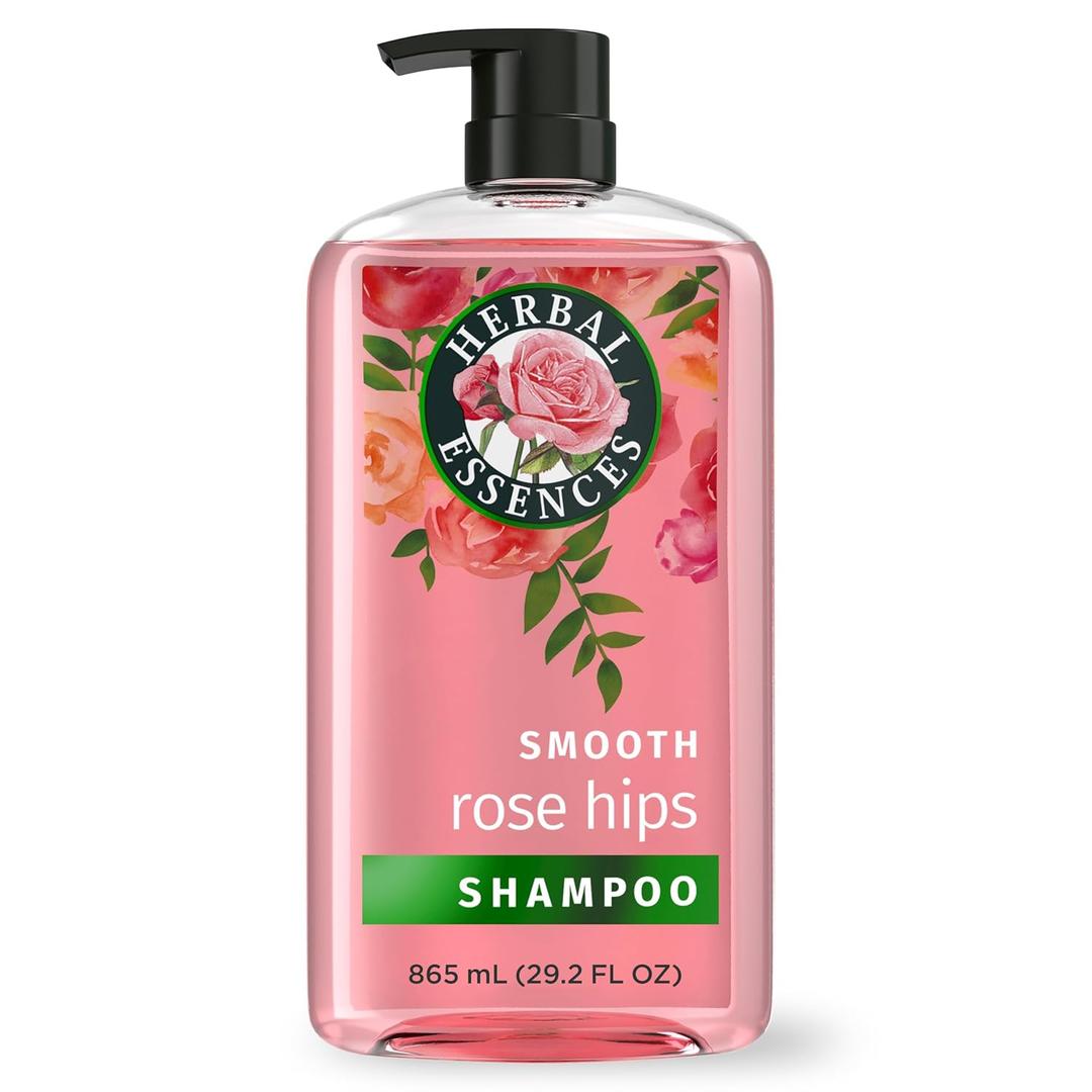 Herbal Essences Shampoo, Rose Hips - Smooth Collection, Shiny Hair with Vitamin E & Jojoba, Safe for Color Treated Hair, Floral Scent, Cruelty-Free, Dermatologist-Tested, 29.2 Fl Oz