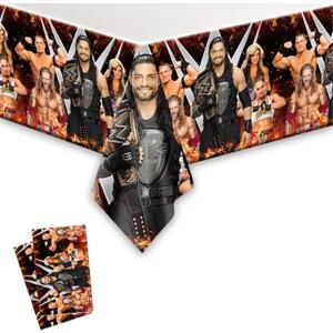 2Pacs Wrestling Tablecloth Disposable Tablecover Birthday Party Supplies and Decorations for Kid Boy Baby Shower Rectangle Tables 70"X42"