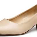 Trary Low Nude Heels for Women Closed Toe Chunky Block 1.8 Inch Women's Heels Pumps Comfortable Dressy Work Casual Shoes for Wedding Office Business PU Size 8.5