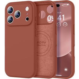 Vooii Magnetic for iPhone 17 Pro Case, Compatible with Magsafe (Premium Liquid Silicone) (Integrated Camera Control Button) Full Body Protective Anti-Scratch Microfiber Lining 6.3", Caramel