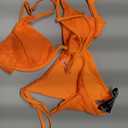 ZAFUL Women's Bikini Sets Ribbed Two Piece Swimsuits Underwire Adjustable Back Clasp Bathing Suit Side Tie Thong Swimwear (Orange, XS)