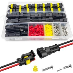 25 Kit 2 Pin Connector Automotive Waterproof Connectors 2 Wire Connectors Electrical Connector Two Pin Connector Quick Disconnect Plug Kit 22-16 AWG