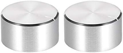 uxcell 2pcs Potentiometer Knob Knurled Shaft Silver Tone Aluminum Smooth Surface Rotary Knob 25mmx13mm Volume Control Knob