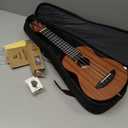 Donner Soprano Ukulele Mahogany 21 inch Ukelele Beginner Kit Online Lesson Gig Bag Strap Nylon String Tuner Picks Cloth DUS-1 Ukalalee Set Christmas Gift