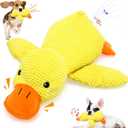 VOXGET Calming Duck Toy for Dogs, 2026 New Interactive Crinkle Toy with Quack Sound for Dogs Teeth, Soft Stuffed Plush Mellow Calming Duck Pillow for Puppy Keep Busy -Yellow, 9.8"x8.6"(S)
