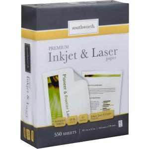 Southworth Inkjet & Laser Printer Paper, 8.5" x 11", 28 lb., Radiant White, 550 Sheets (91723-01)