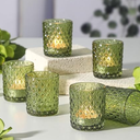 MATAHUM 12Pcs Large Votive Candle Holders 2.8 * 3.2in Green Tea Light Candle Holders Glass Candle Holder for Bridal Shower, Wedding, Table Centerpiece, Party, Home Decor