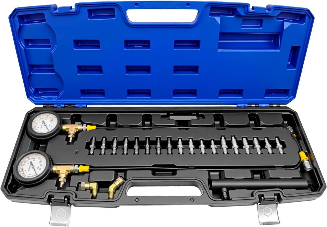 Universal Brake Oil Pressure Gauge Set, 0-3500 PSI Car ABS Hydraulic Oil Pressure Gauge, Brake System Test Gauge, Service Tool (Blue)
