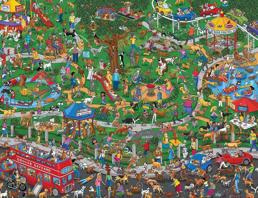 Springbok The Dog Park 1000 Piece Jigsaw Puzzle for Adults Features a Fun and Colorful Dog Park Full of Dogs and Their Antics (Multicolored)