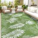 Outdoor Rug Waterproof,  Reversible Outdoor Plastic Straw Rug, Grass Green