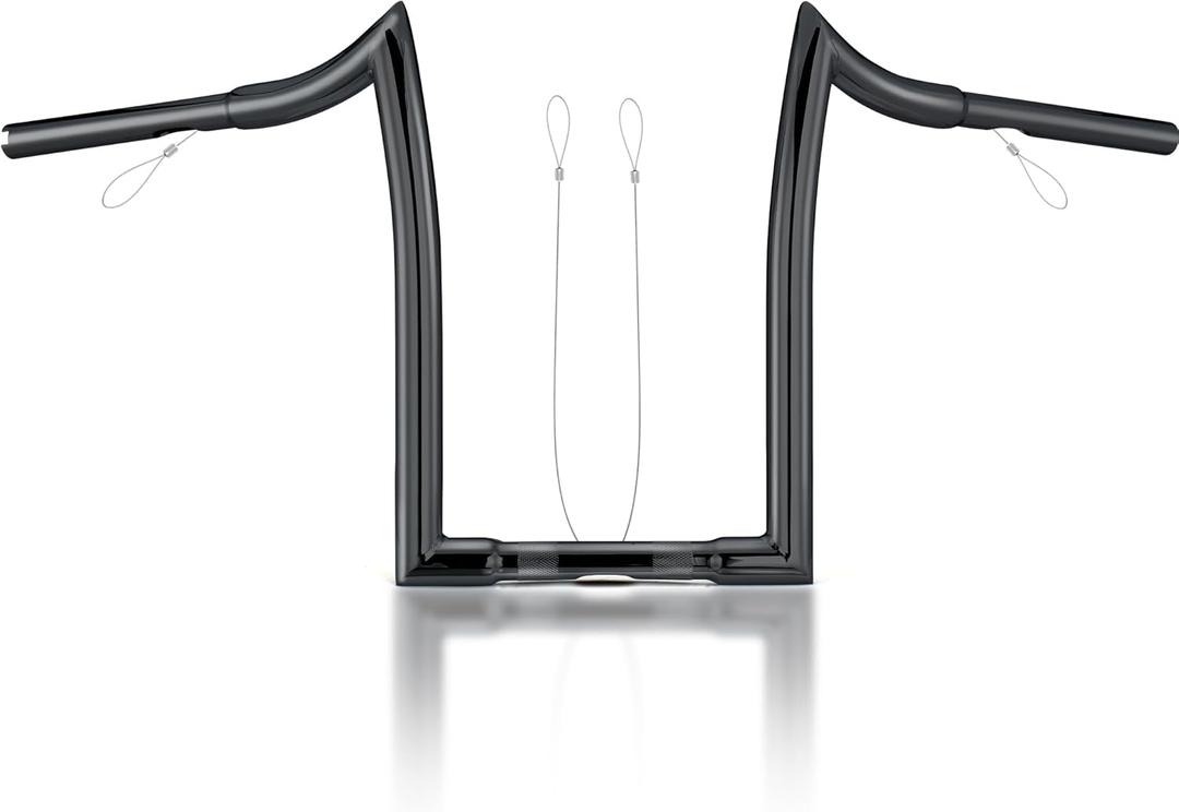 MoKitDora 14 Rise Ape Hangers 1.25 Fat 1" Clamp Handlebar Meathook Bars for XL 883/1200,1994-up Road King & 1998-2013 Road Glide, Gloss Black