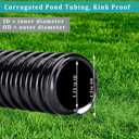 Pond Hose ID 1-1/4 50ft Black Corrugated Flexible Reinforced PVC Hose Vinyl Tubing for Pond Pump Fountain Garden Waterfall, Non-toxic & Kinkproof, with 2 clamps