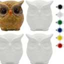 Creative Hobbies 4 Pack of Ready to Paint Ceramic Bisque Owl Shape Figurines - Includes Paint, Brushes and How to Guide | Owl