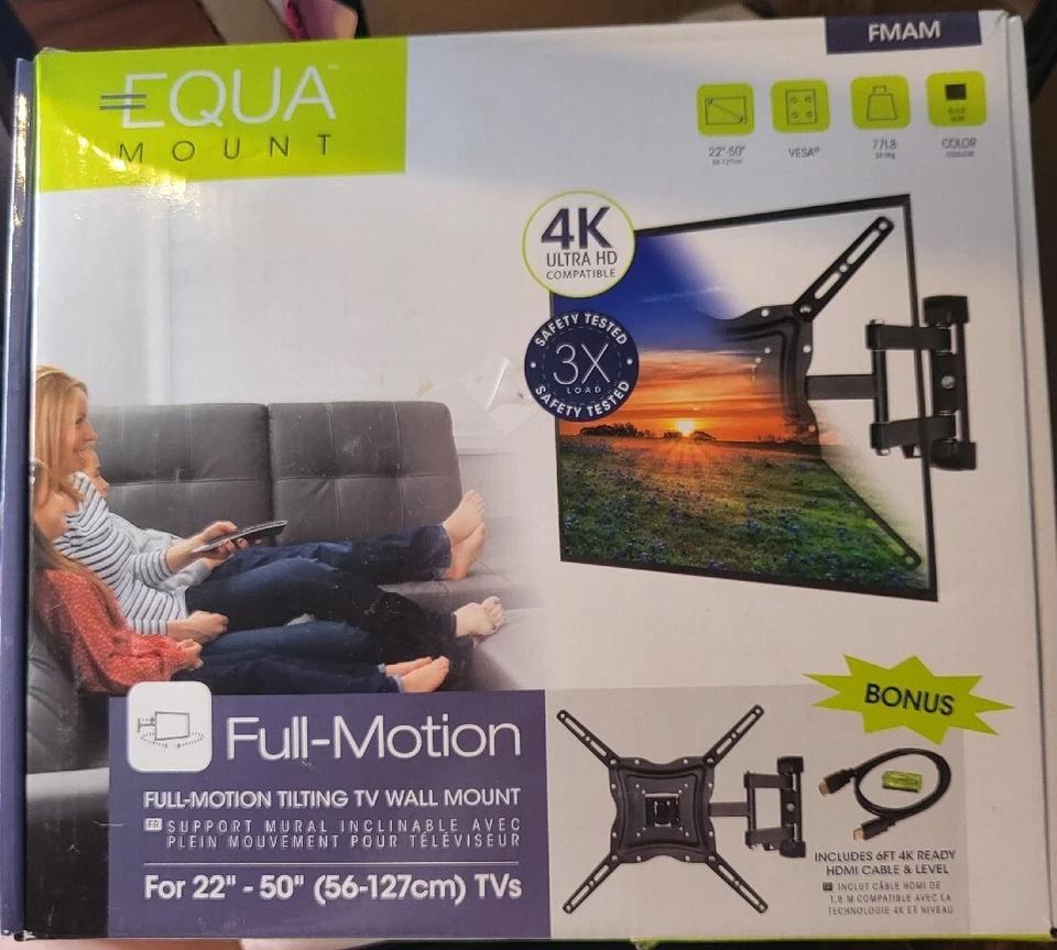 EQUA Mount TV Wall Mount for Most 26-60 Inch TVs, Swivel and Tilt Full Motion TV Mount with Single Stud Perfect Center Design, Wall Mount Bracket Max VESA 400x400mm, Corner Mount Holds up to 77 lbs.