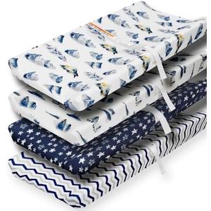 4 Pack Changing Pad Cover for Baby Boys Neutral Unisex Fitted Breathable Baby Changing Pad Sheets for Toddler Changing Table (Mountain) Set of 2