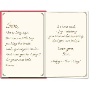 2 x Double-Sided Father's Day Card for Son from Mom Dad, Heartfelt New Dad Father's Day Card for Son, Blank Inside, 8" x 5.3"