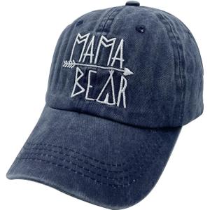 Waldeal Women's Embroidered Mama Bear Hat, Vintage Distressed Denim Mom Baseball Cap (Navy)