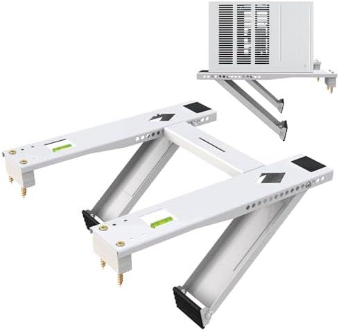 Aozzy Dual Arm Window Air Conditioner Support Bracket Heavy Duty 200lbs, for 5000-22000 BTU Units, Universal Window AC Mount Units Fits Single/Double Hung Windows with Anti-Vibration Pads