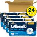 Cottonelle Ultra Clean Toilet Paper, 24 Family Mega Rolls, Active CleaningRipple