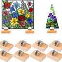 8 Pcs Wood Adjustable Glass Display Stands Easel for Glass Art, Stained Ceramic Tiles, Plaques, Photos & Collectibles for Office, Trade Shows, Home Decor & Exhibitions